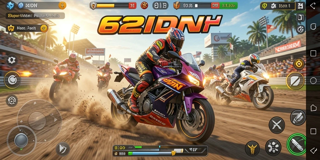 Gameplay seru dan menegangkan dalam balapan motor.