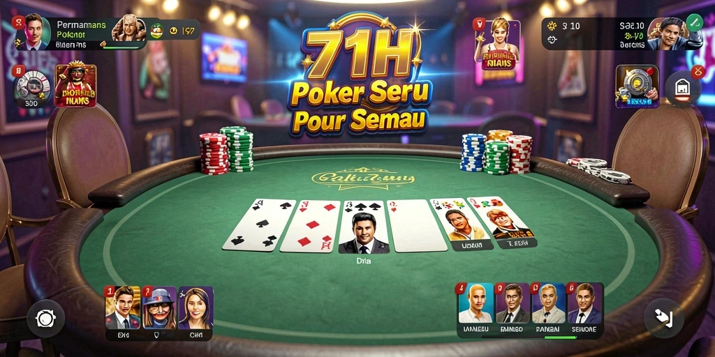 Screenshot gameplay 71H menampilkan aksi seru saat bermain poker.