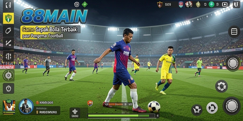 Tangkapan layar 88MAIN menampilkan aksi seru di lapangan sepak bola.