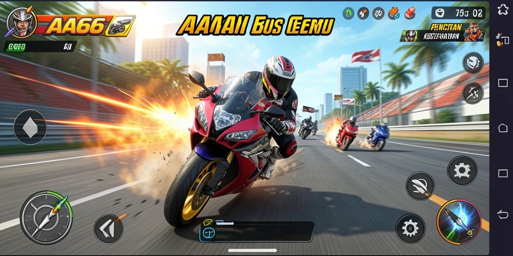 Gameplay balapan motor yang seru dan mendebarkan.