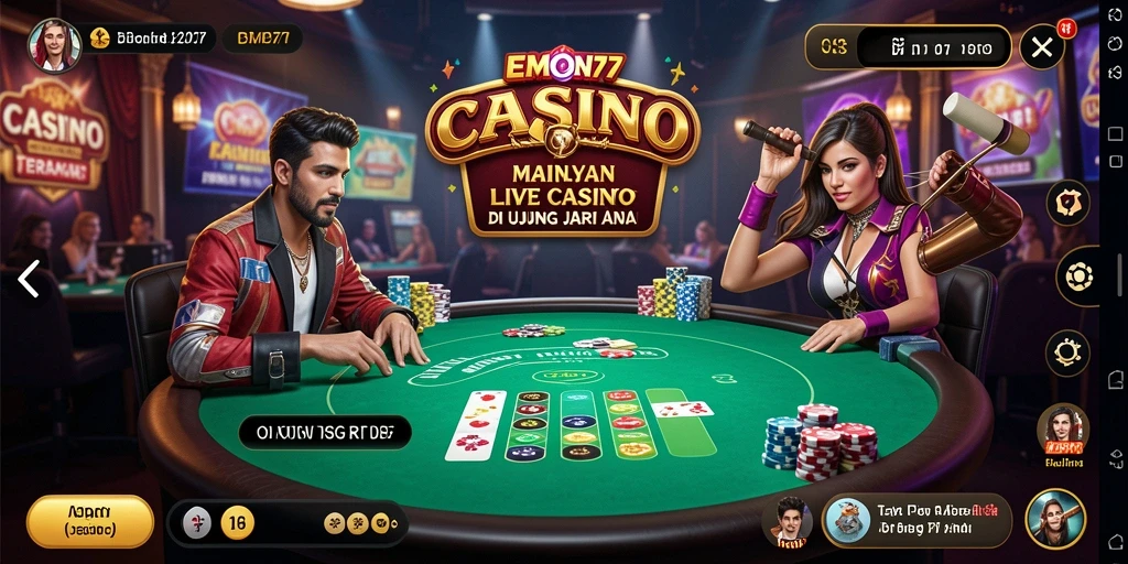 Tampilan seru gameplay Live Casino di EMON77.