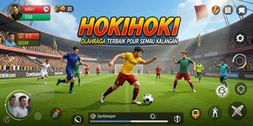 Screenshot gameplay HOKIHOKI dengan aksi olahraga yang menegangkan.