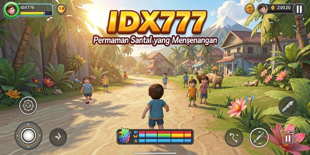 Screenshot menunjukkan gameplay IDX777 yang seru dan penuh warna.