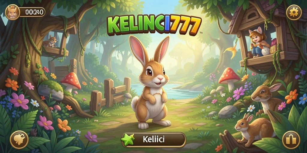 Tampilan gameplay KELINCI777 yang memikat dengan kelinci lucu dan taman indah.