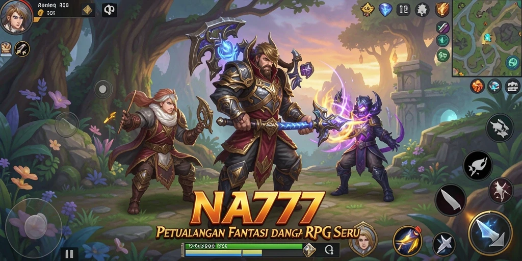 Screenshot NA777 menampilkan aksi pertarungan RPG yang mendebarkan.