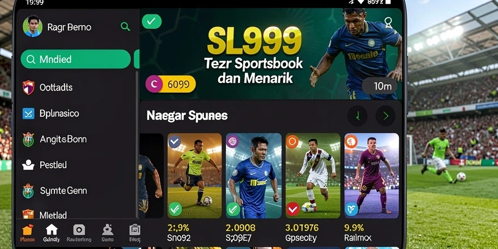 Tampilan utama SL999 menampilkan berbagai pilihan taruhan olahraga yang menarik.